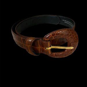 LIZ CLAIBORNE Snakeskin Belt Womens BROWN SIZE MEDIUM